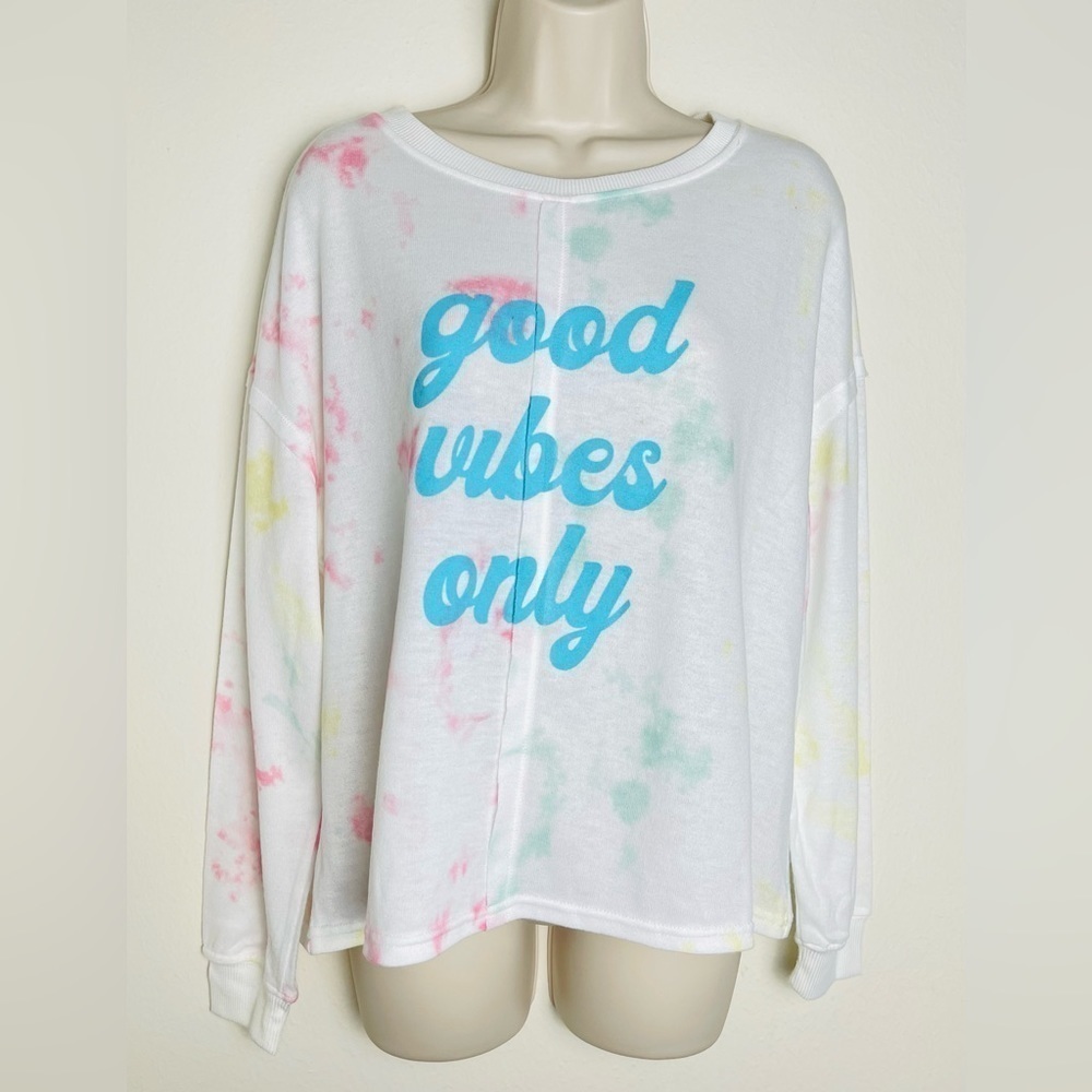 Jordann Women’s Tie Dye Sweatshirt Size M Good Vibes Only Graphic
